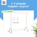 Afbeelding toont het klikmechanisme van het crème kledingrek voor eenvoudige montage in 3 stappen.