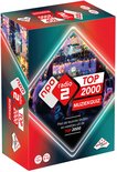 Speldoos van de NPO Radio 2 Top 2000 Muziekquiz, met rood-groene hoes en afbeeldingen van concerten.