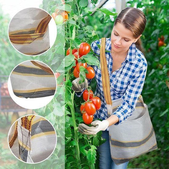 Fruitplukzak - Oogstschort voor de tuin - Fruit oogsten - Handsfree ontwerp - 61 cm - Groen — afbeelding 3