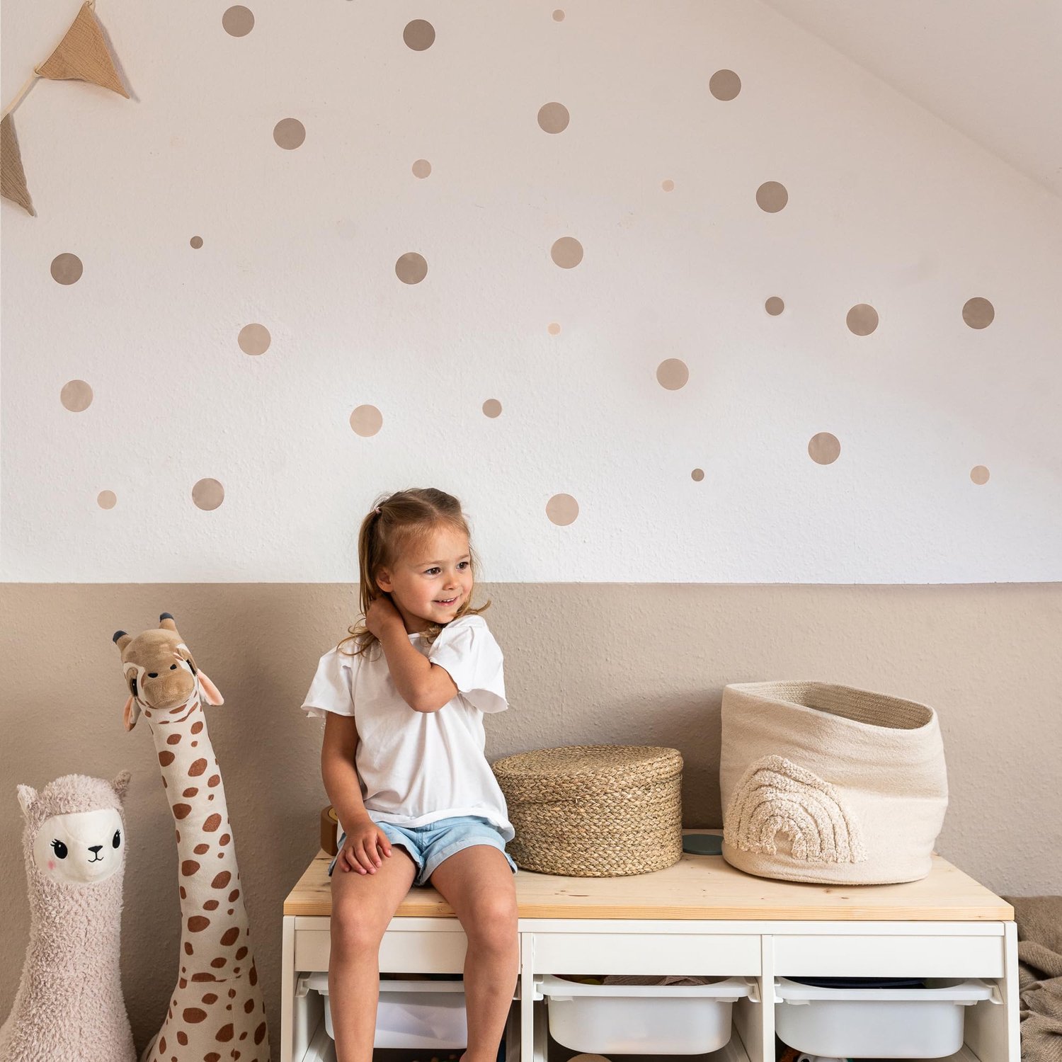 LILIMAUS Muurstickers kinderkamer - 36 sterren - zelfklevend - donkerbeige