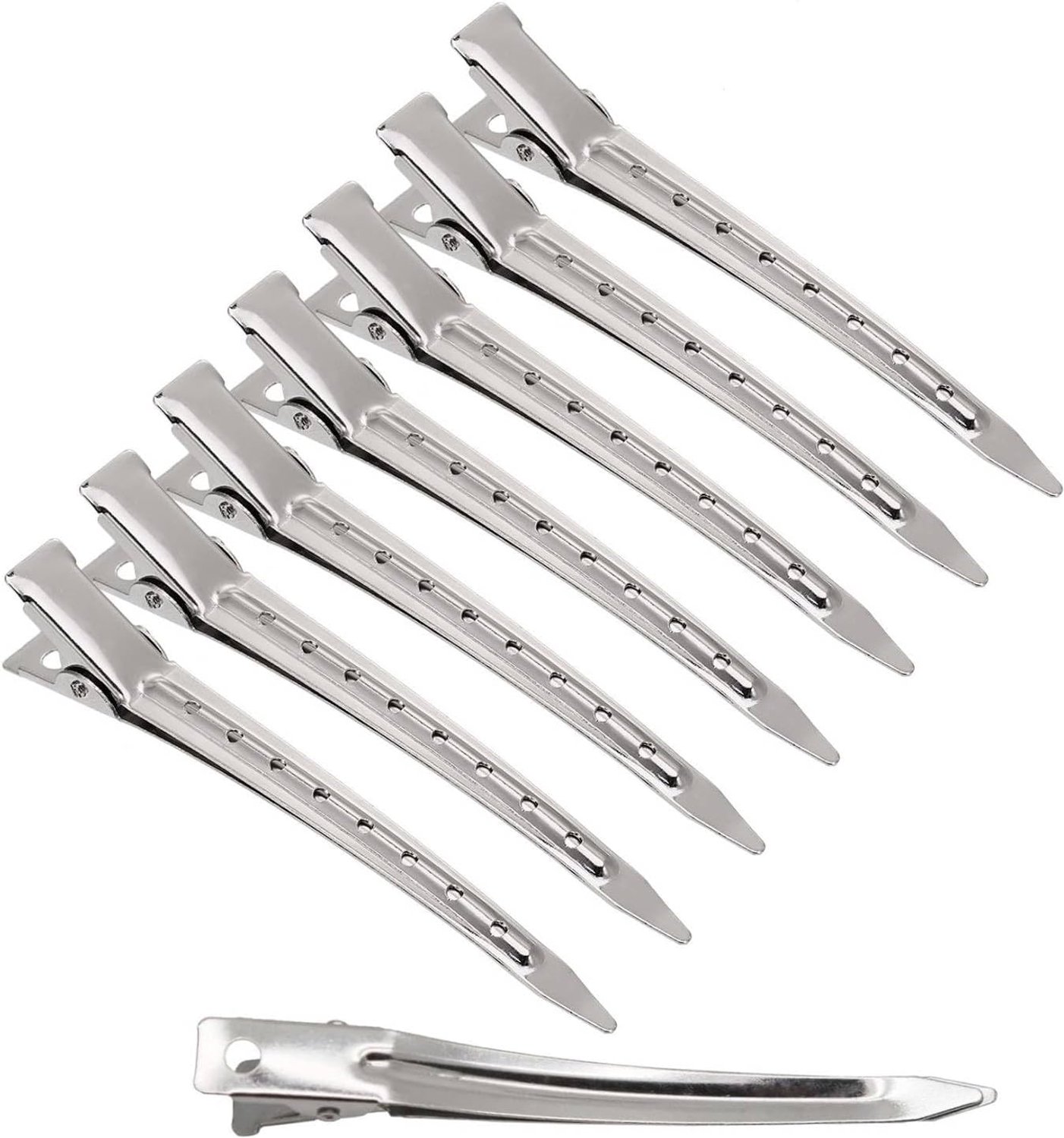 Haarclips met krokodillentanden - 24 stuks - Metalen haarclips - Roestvrij staal met gaatjes voor zelfgemaakte kapsels voor vrouwen en meisjes - Zilver