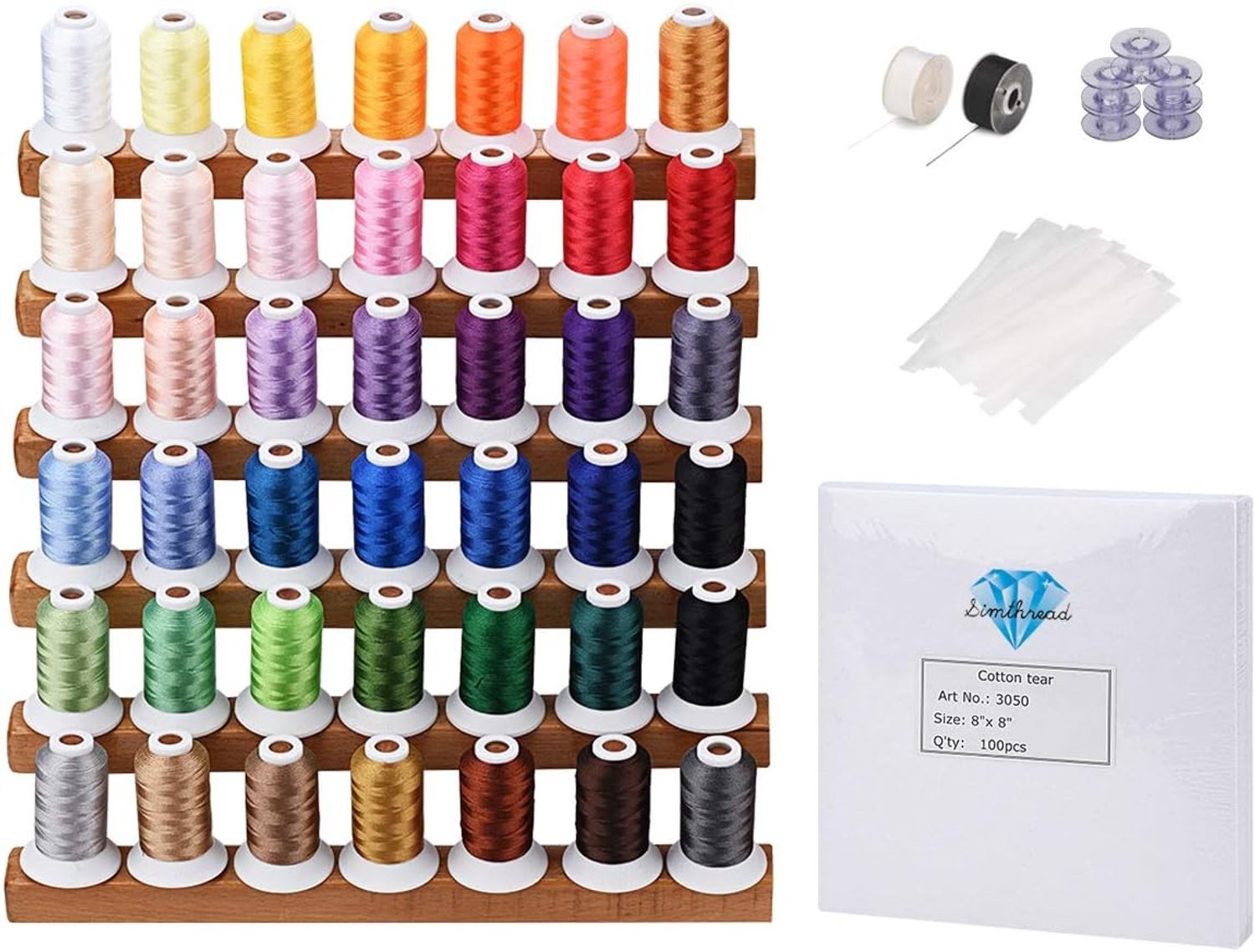 Machinaal Borduurgaren Set - Multicolor - 500 m per Spoel - Inclusief Tear Away Borduurvlies - Voor Borduur- en Naaimachines