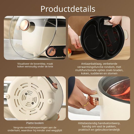 Warmara Hotpot - Elektrische Hotpot - Hot Pot - Wit - 40cm x 60cm x 30cm — afbeelding 3