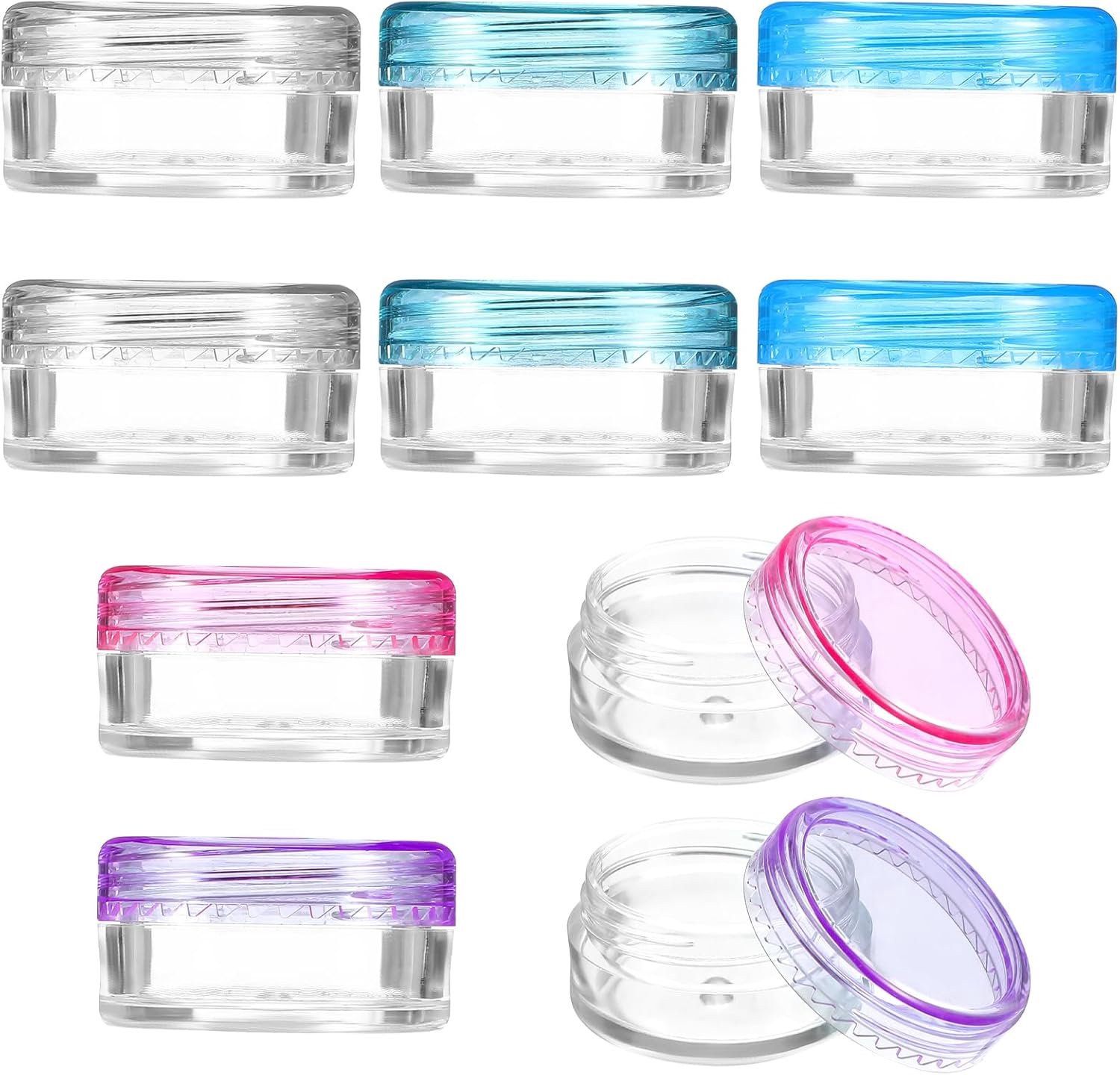 SnelShoppen - 10 stuks Monstercontainers met Deksels, 5g Herbruikbare Cosmetische Potten in Reisformaat, Doorzichtige Lekbestendige Opslagcontainers,
