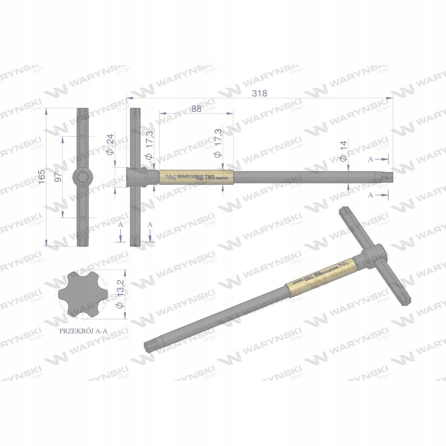 Waryński Torx T-sleutel met Spinner T60