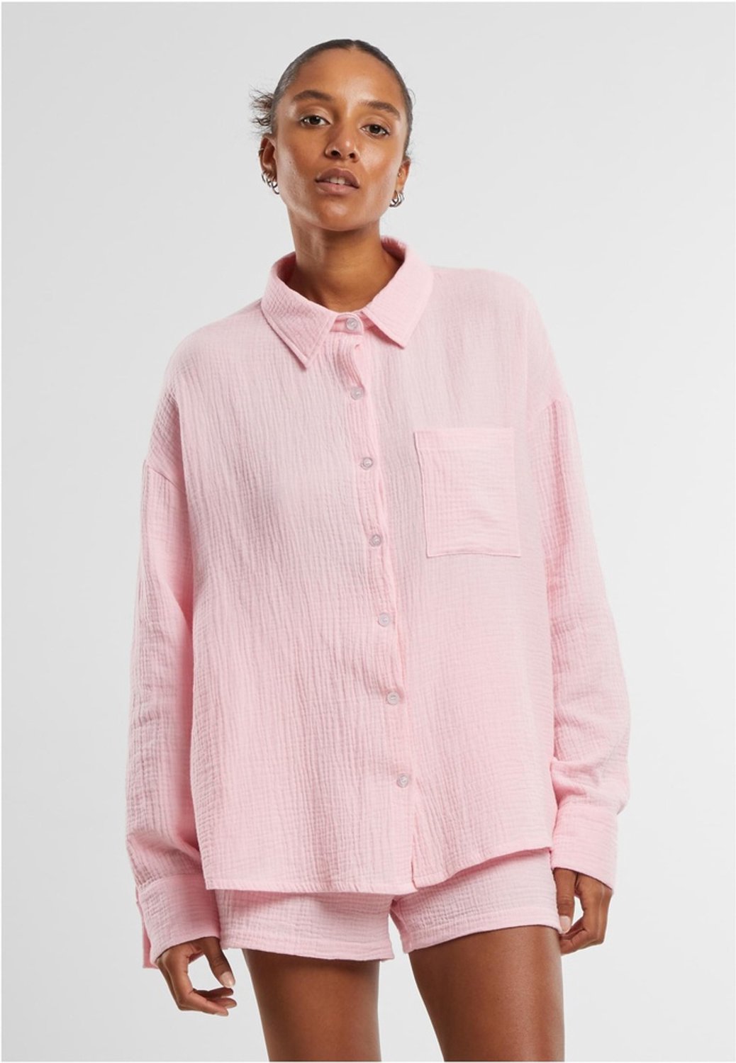 Urban Classics Oversized Musselin Blouse S Roze