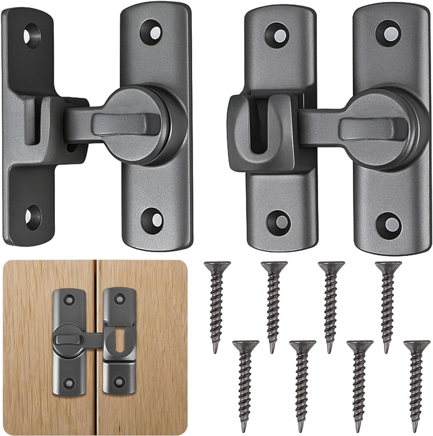 2 stuks grijze schuifdeurgrendel van aluminiumlegering, veilige badkamer slot, voor slaapkamer, raam, schuurdeur - ShopVlot