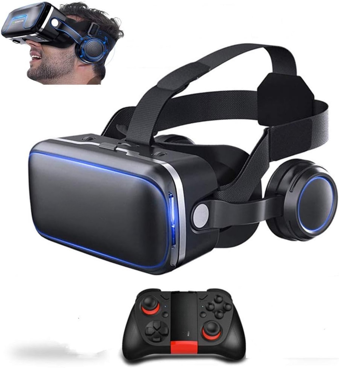 QEVA VR Bril - Virtual Reality Bril - VR Headset - Zwart - 20cm x 13cm x 11cm