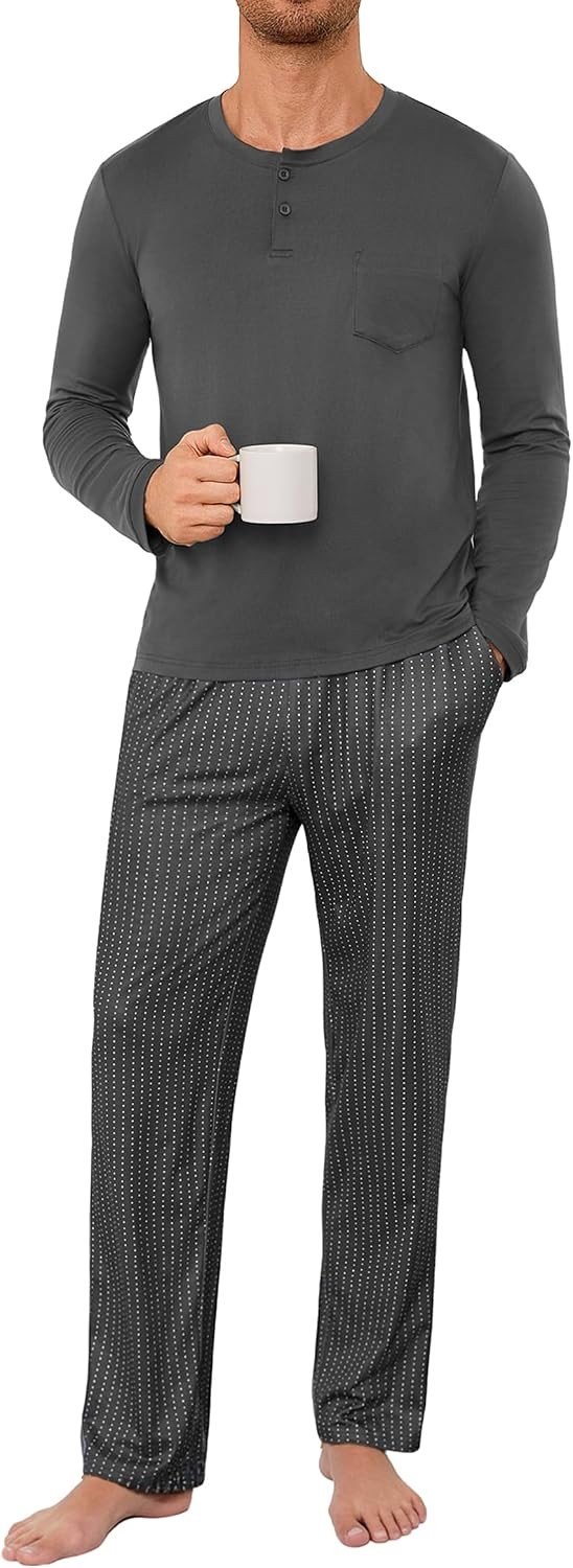 Heren Pyjama - Donkergrijs - L - Katoen - Voor Comfortabele Nachten