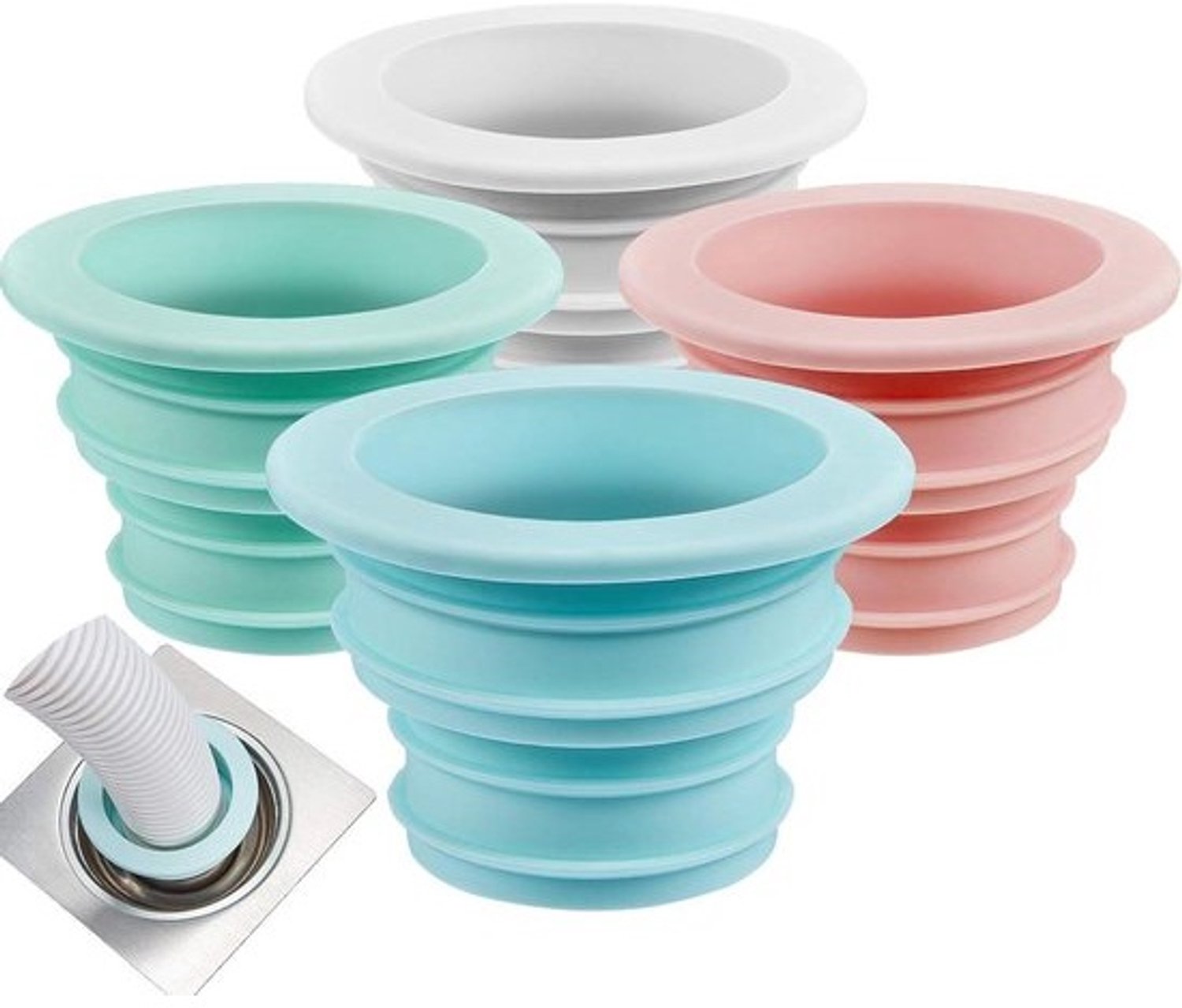 Afvoer Pijp Slang - Afvoer Plug - Voorkomt Geurtjes - Flexibele Afdichting - 4 Stuks - Meerdere Kleuren