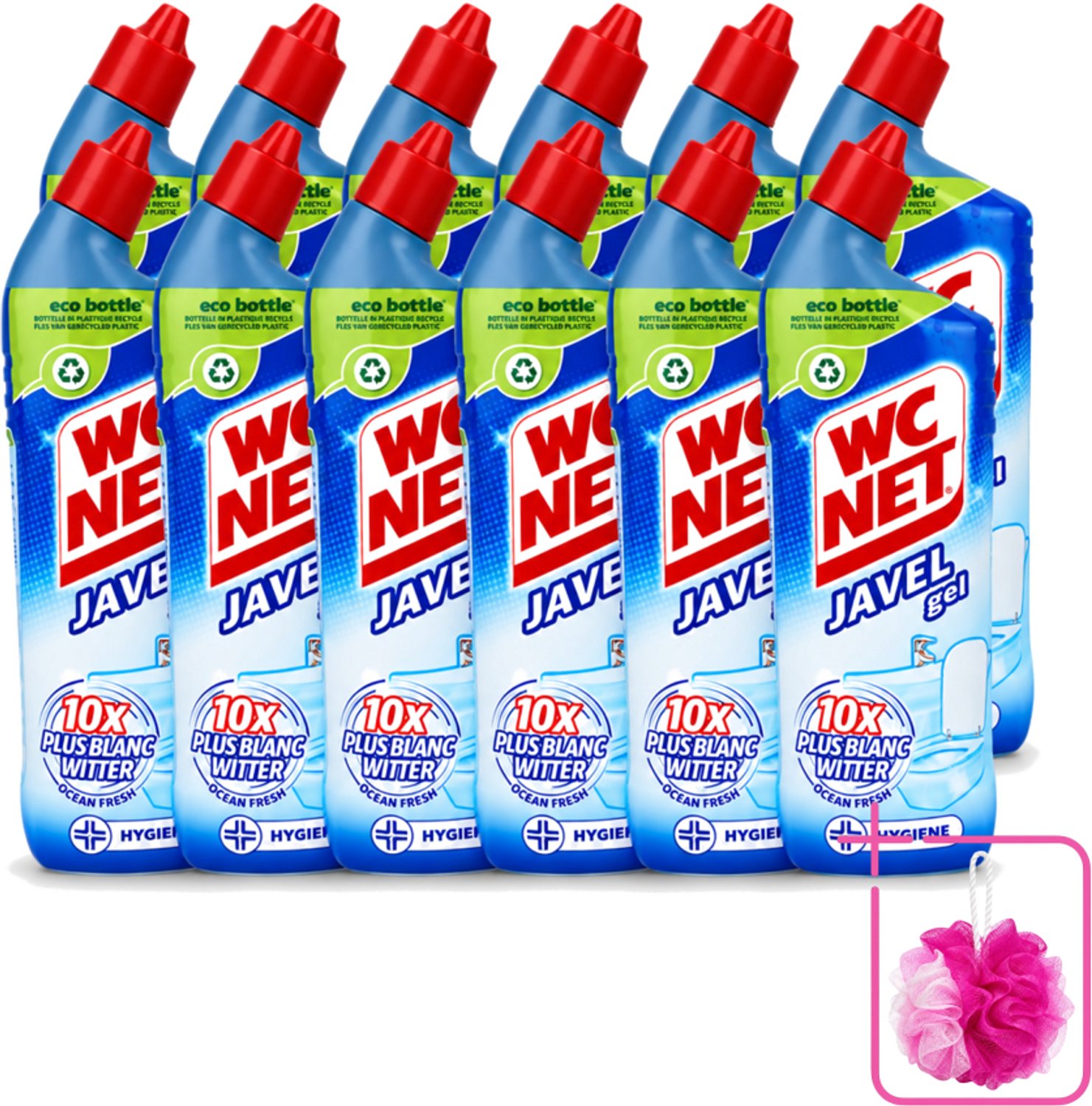 12 x WC Net - Toiletreiniger - Gel - Ocean Fresh - Gerecycled Materiaal - 750 ml - Bulkverpakking - WC net gel - Douchemop - Toilet reiniger