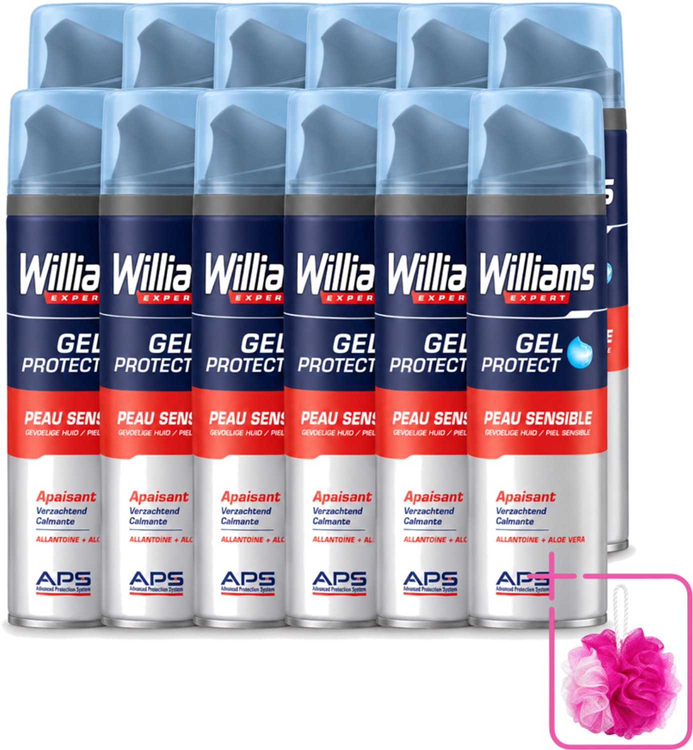 12 x Williams - Expert - Scheergel - Gevoelige Huid- 200 ml - Bulkverpakking - Scheergel voor gevoelige huid - Gevoelige huid scheerproducten