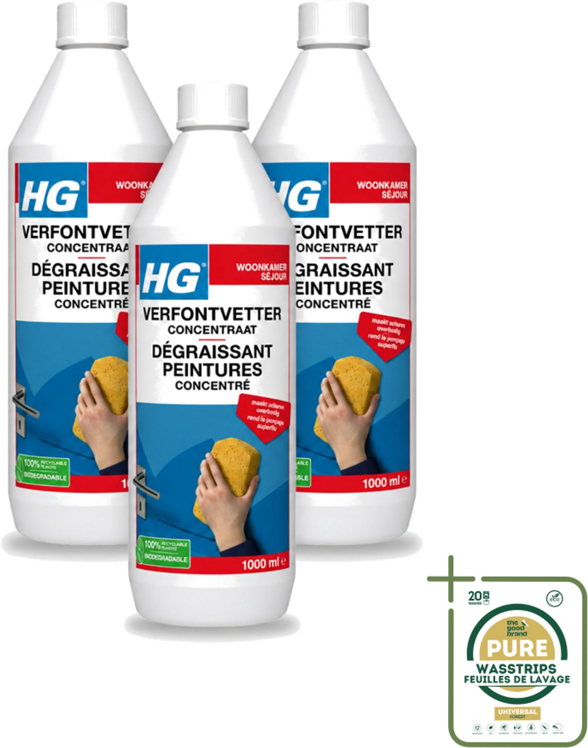 3 x HG - Verf Ontvetter Concentraat - Krachtige Ontvetter - 1L - Verf Ontvetter - Ontvettingsmiddel - Vetvrij Maken - Schilderen Voorbereiden - Schuren Vermijden