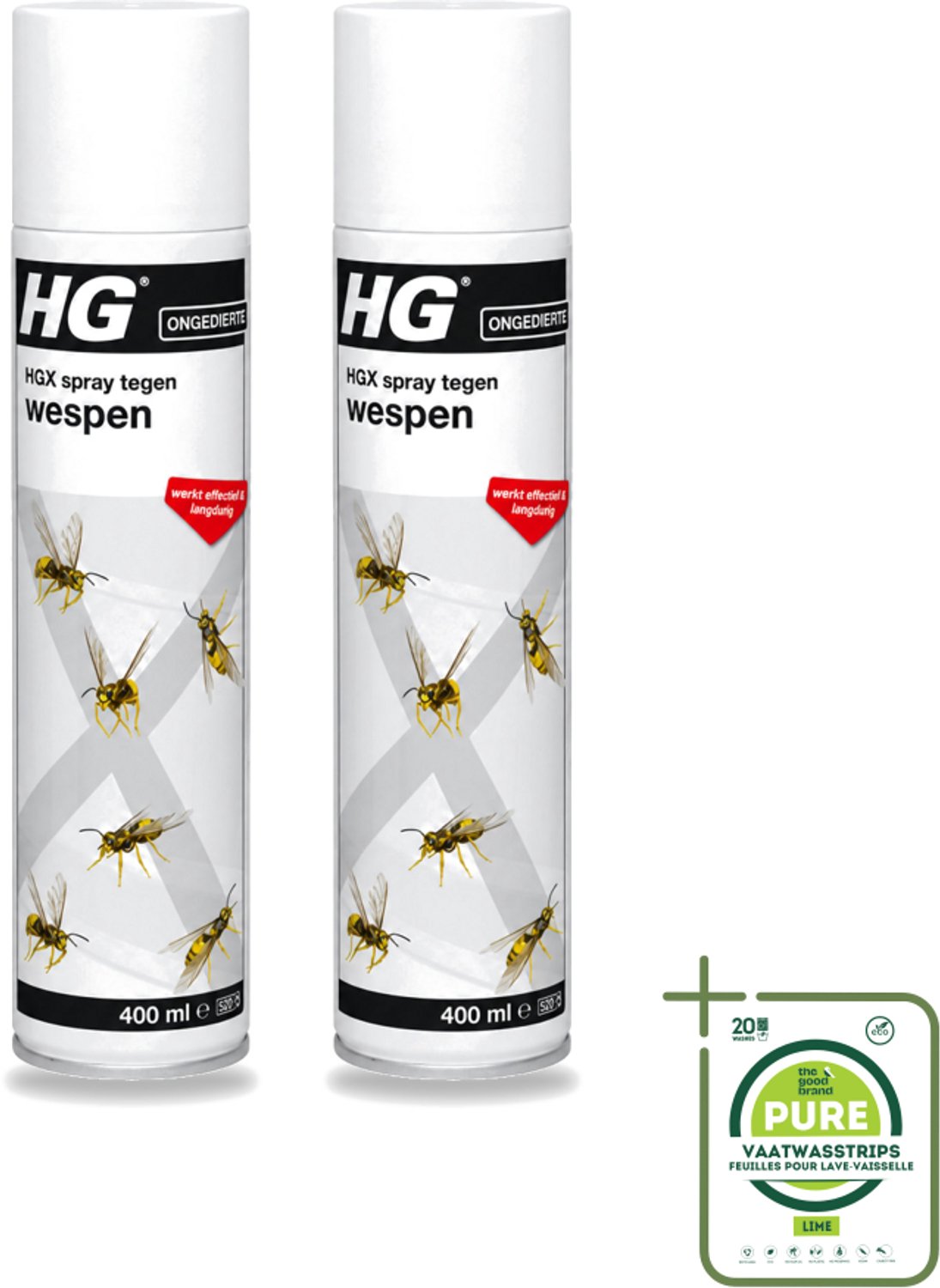 2 x HG X - Spray Tegen Wespen - Effectief & Langdurig - 400 ml - Grootverpakking - Vaatwasstrips - Wespenbestrijding - Wespenbestrijding Spray - Wespennest Bestrijding - Wespenbestrijding Binnenhuis - Wespenbestrijding Buitenhuis