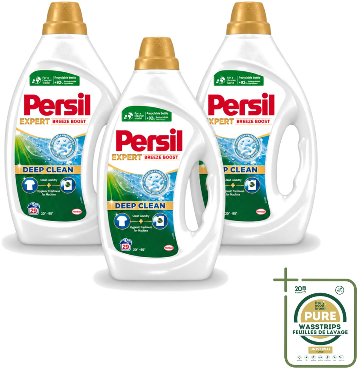 3 x Persil Expert - Vloeibaar Wasmiddel - Witte en Gekleurde Was - Breeze Boost - 29 Wasbeurten - Wasstrips - Persil Expert Breeze Boost - Vloeibaar Wasmiddel - Diepe Reiniging - Frisheid Wasgoed - Vlekverwijdering
