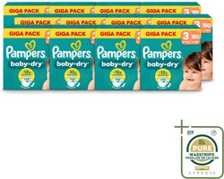 12 x Pampers – Luiers – Baby Dry Maat 3 – 150 Luiers - Wasstrips - Baby-dry Luiers - Lekken Voorkomen - Droge Nachten - Comfortabele Luiers - Stop En Bescherm Pocket