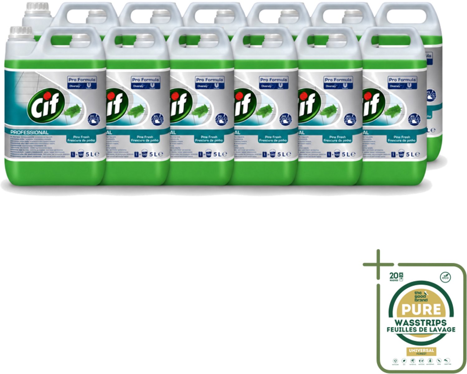 12 x Cif - Allesreiniger - Dennenfris - 5 l - Wasstrips - Allesreiniger - Waterbestendig Oppervlak - Vloer - Vuil Oplossen - Vet Verwijderen