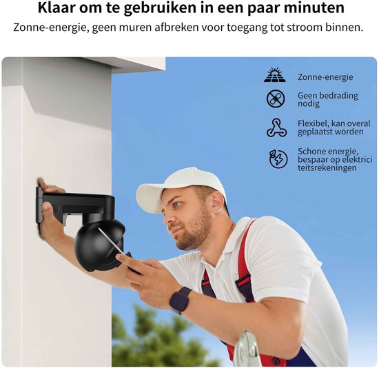 SecuFirst Pro CAM219Z Batterij camera met zonnepaneel - 64GB opslag Dome zwart - IP Camera draai- en kantelbaar voor buiten – 3K resolutie — afbeelding 2