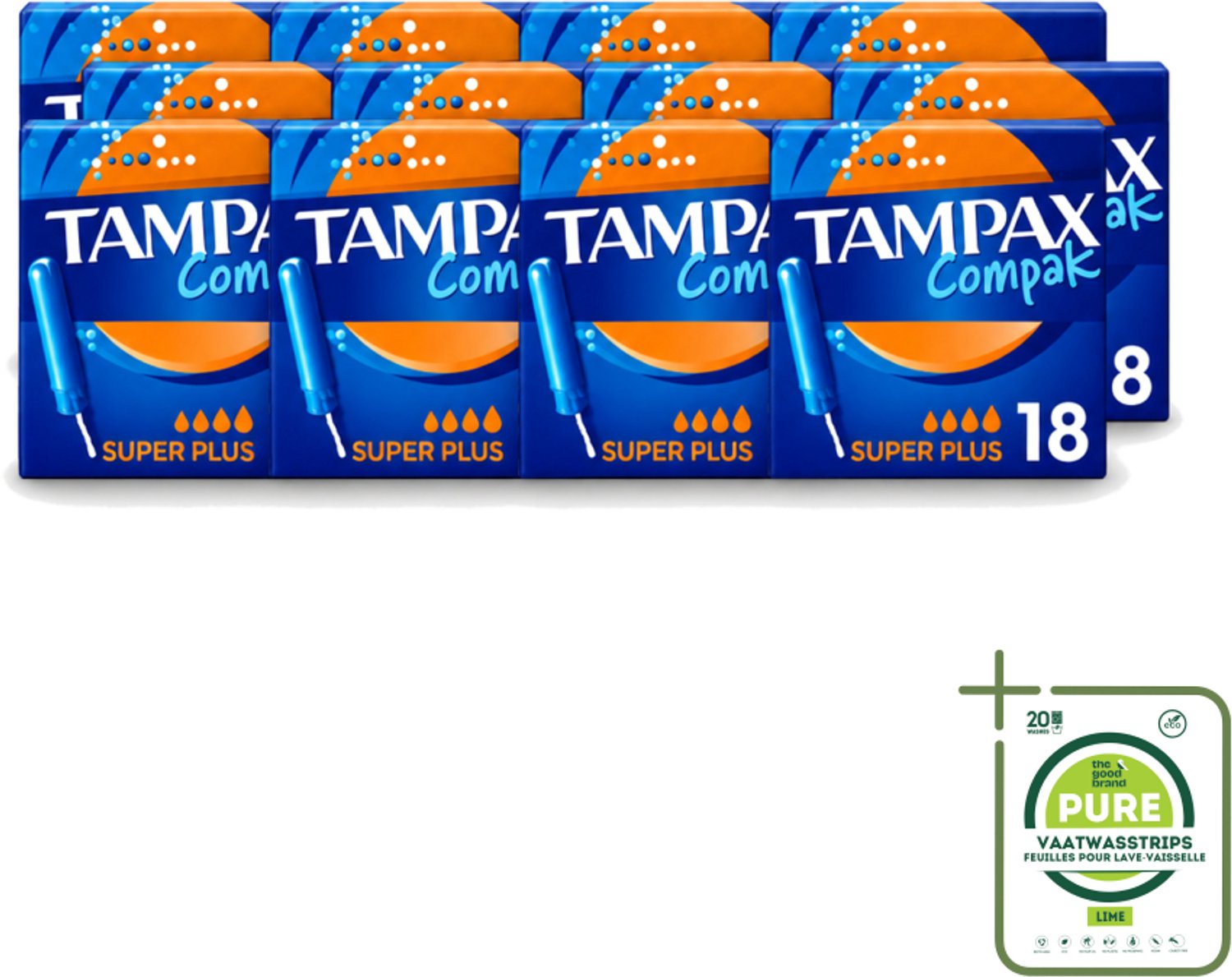 12 x Tampax Compak – Tampons – Super Plus - Grootverpakking - Tampons - Menstruatie - Menstruatiebescherming - Super Plus - Absorptie