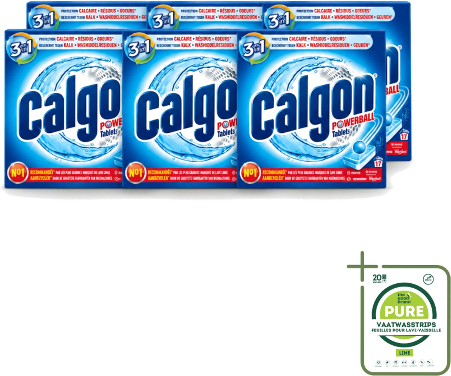 6 x Calgon - Ontkalkingsmiddel - Tegen Kalk, Wasmiddelresiduen & Geuren - 17 Tabletten - Grootverpakking - Vaatwasstrips - Ontkalken Wasmachine - Kalkvoorkomen - Wasmiddelresiduen - Geuren Bestrijden - Wasmachine Onderhoud