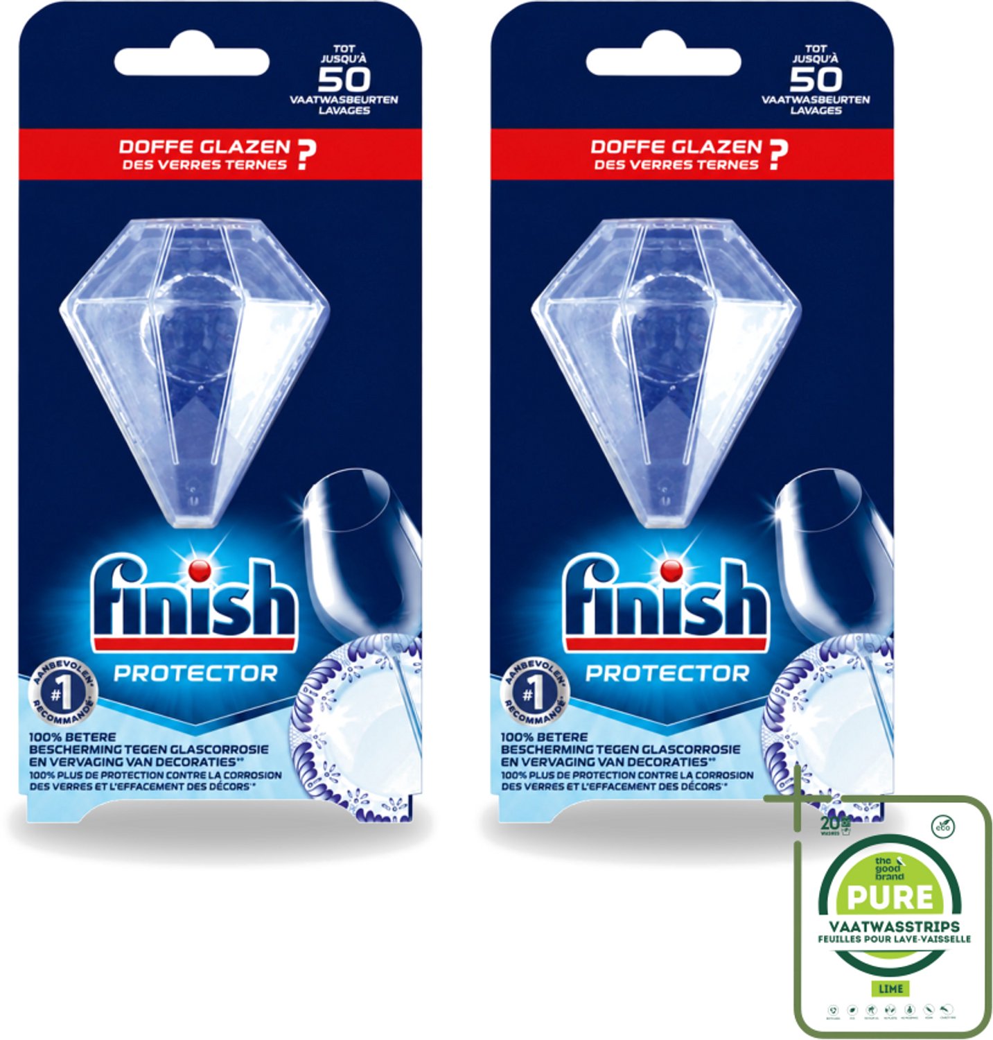 2 x Finish Protector - Extra Glans - Anti-Corrosie & Anti-Vervaging - Tot 50 Afwasbeurten - Grootverpakking - Vaatwasstrips - Glasbescherming - Serviesbescherming - Corrosiebestendig - Glansbehoud - Vaatbescherming
