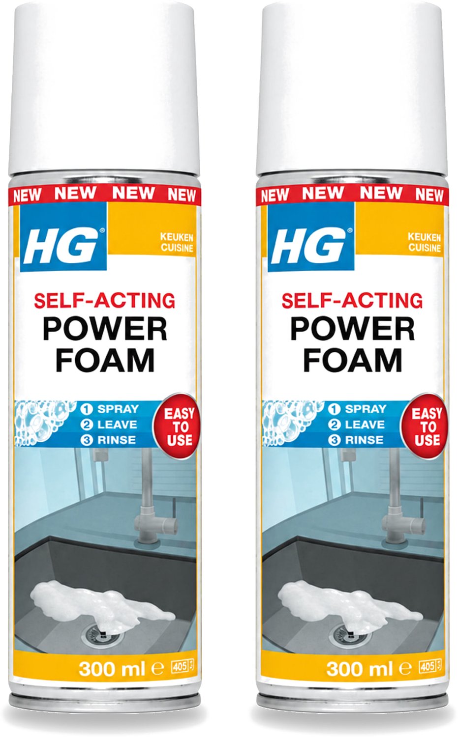 2 x HG - Power Foam Keuken - Vetoplossende Spray - 300 ml - Voordeelverpakking - 2 stuks