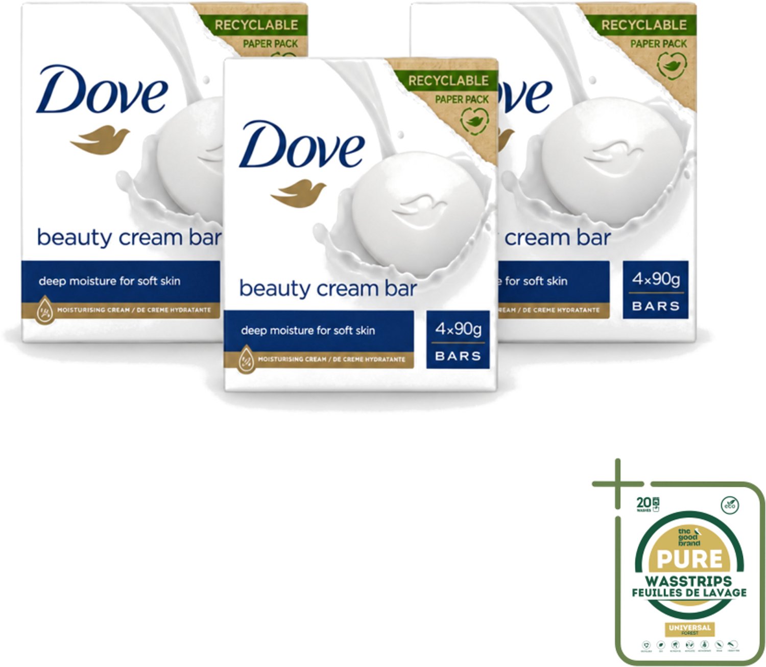 3 x Dove Original - Zeep - Beauty Cream Bar - 360 g - Wasstrips - Zachte Reiniging - Gezichtszeep - Huidverzorging - Zeepbar - Dagelijks Gebruik