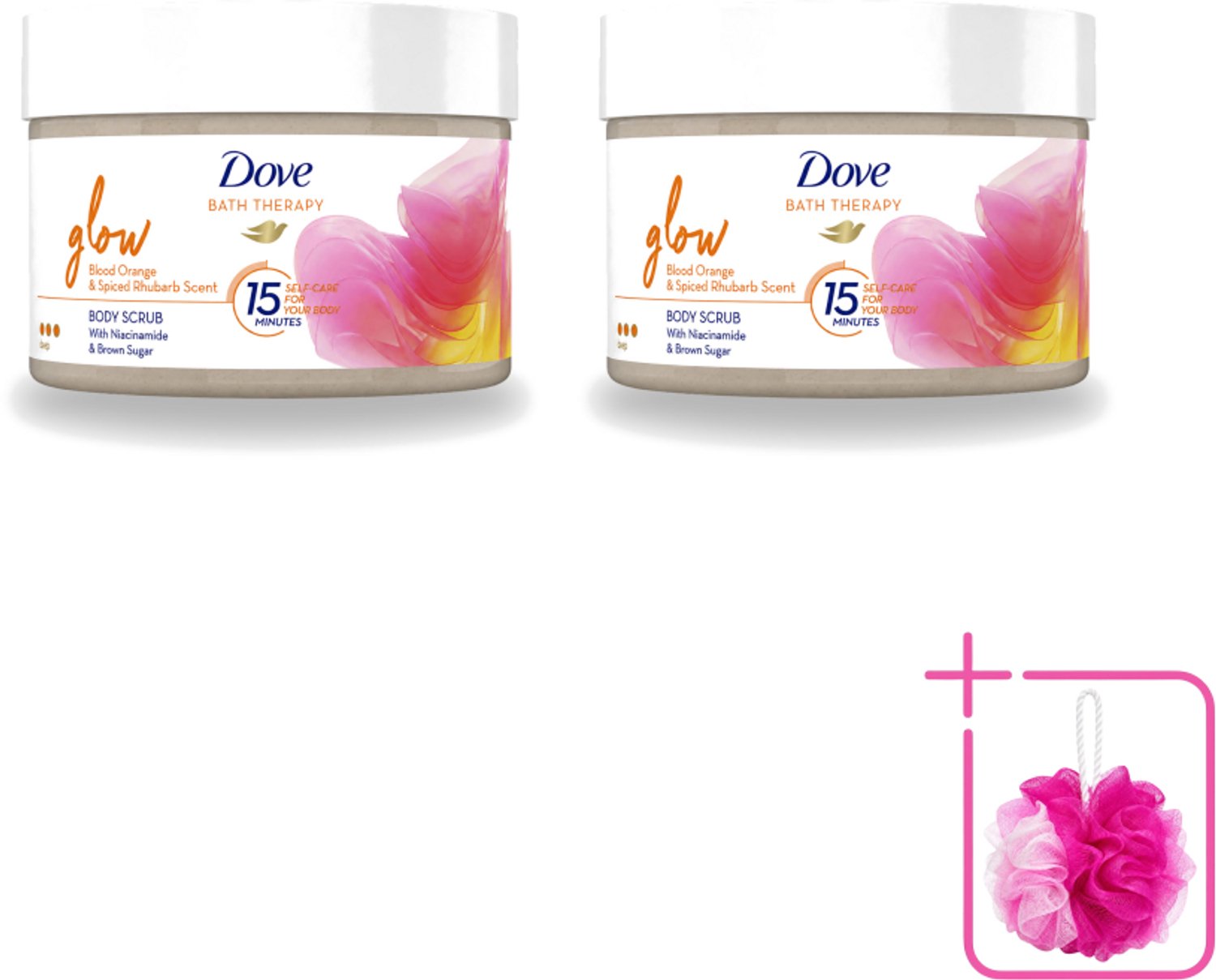 2 x Dove Bath Therapy Glow - Bodyscrub - Bloedsinaasappel & Rabarber - 295 ml - Bulkverpakking - Huid verzorging - Douchemop - Huid stralen