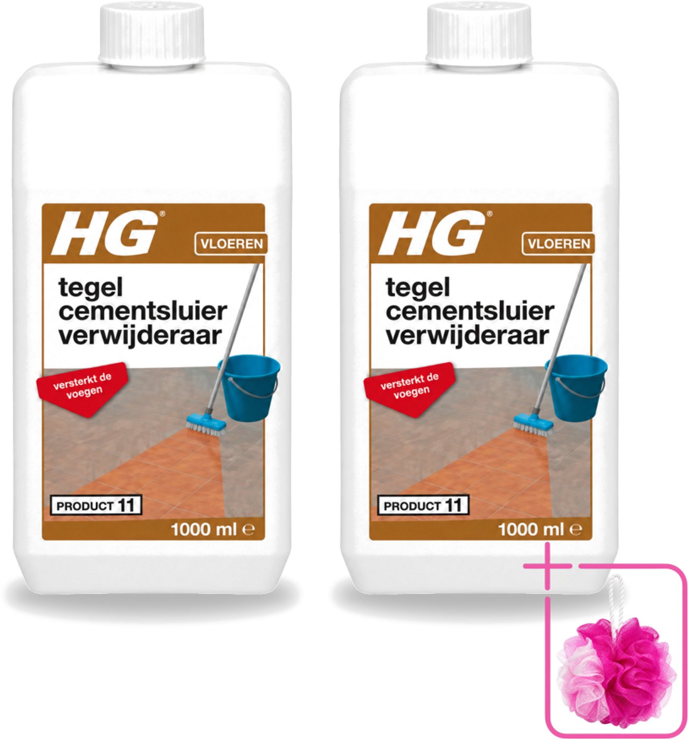 2 x HG - Vloeren - Tegel Cementsluierverwijderaar - Versterkt De Voegen - 1L - Bulkverpakking - Cement verwijderen tegels - Douchemop - Cement verwijderen plavuizen