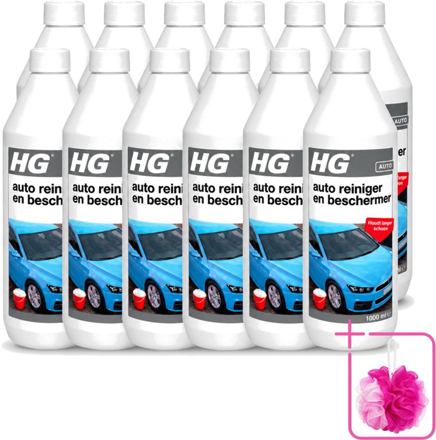 12 x HG - Autoreiniger & Beschermer - Houdt Langer Schoon - 50 tot 60 Wasbeurten - 1L - Bulkverpakking - Autoreiniger - Autobeschermer