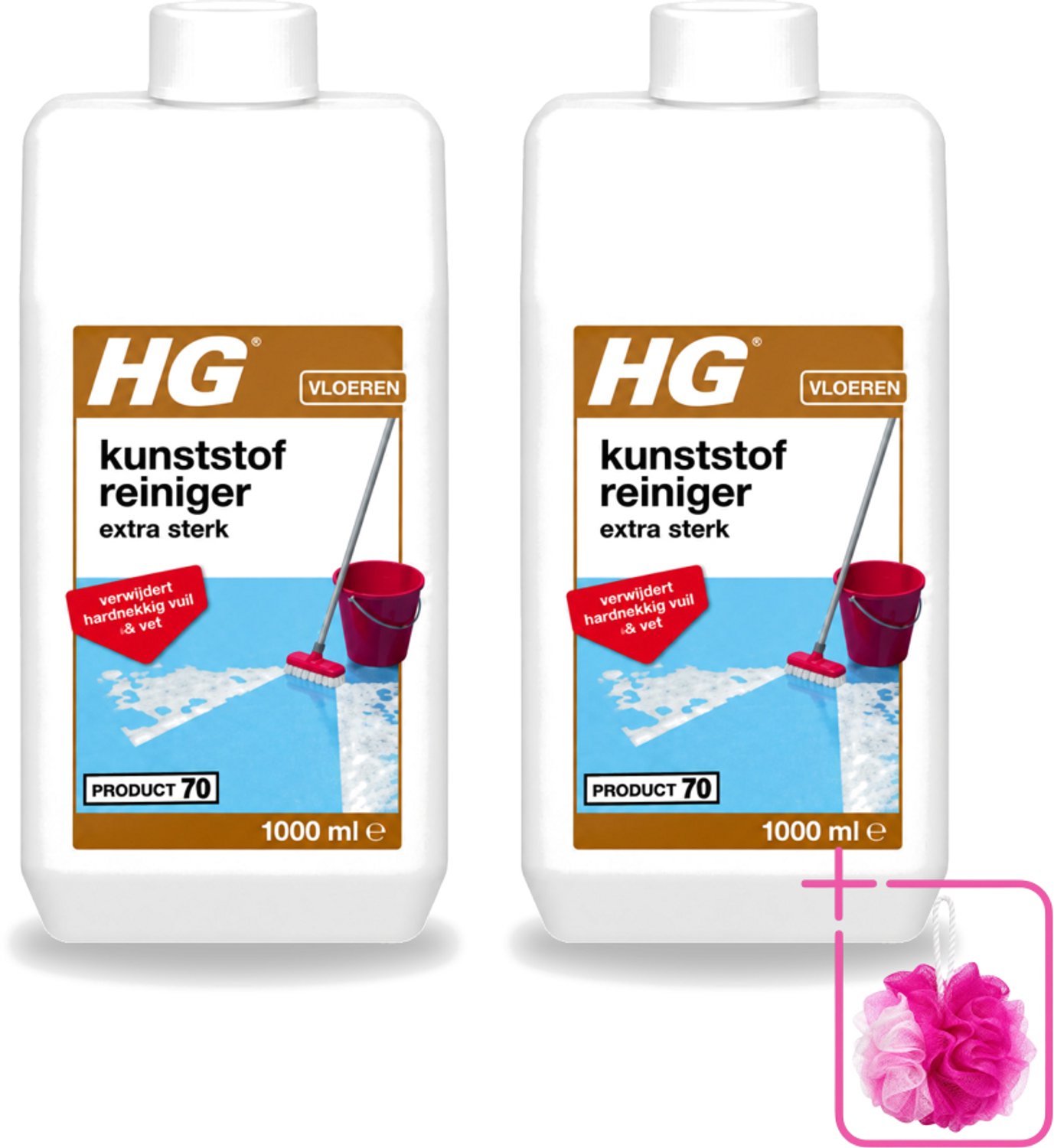 2 x HG - Kunststofreiniger - Extra Sterk - Verwijdert Hardnekkig Vuil & Vet - 1L - Bulkverpakking - Kunststof vloer reinigen - Douchemop - Kunststof vloer krachtreiniger