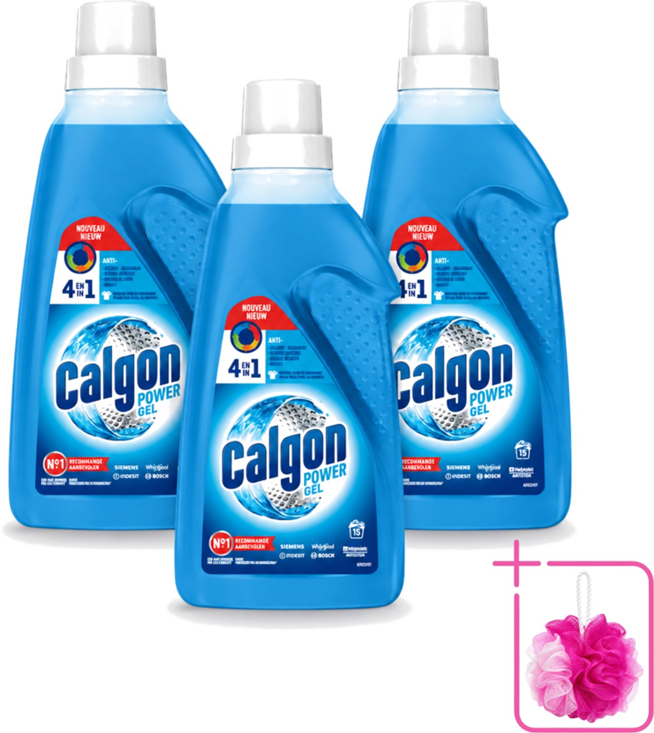 3 x Calgon - Wasmachinereiniger - Gel - Tegen Kalkaanslag / Wasmiddelresten / Geuren - 750 ml - 15 Wasbeurten - Bulkverpakking - Wasmachine reinigen - Douchemop - Kalkvrije wasmachine