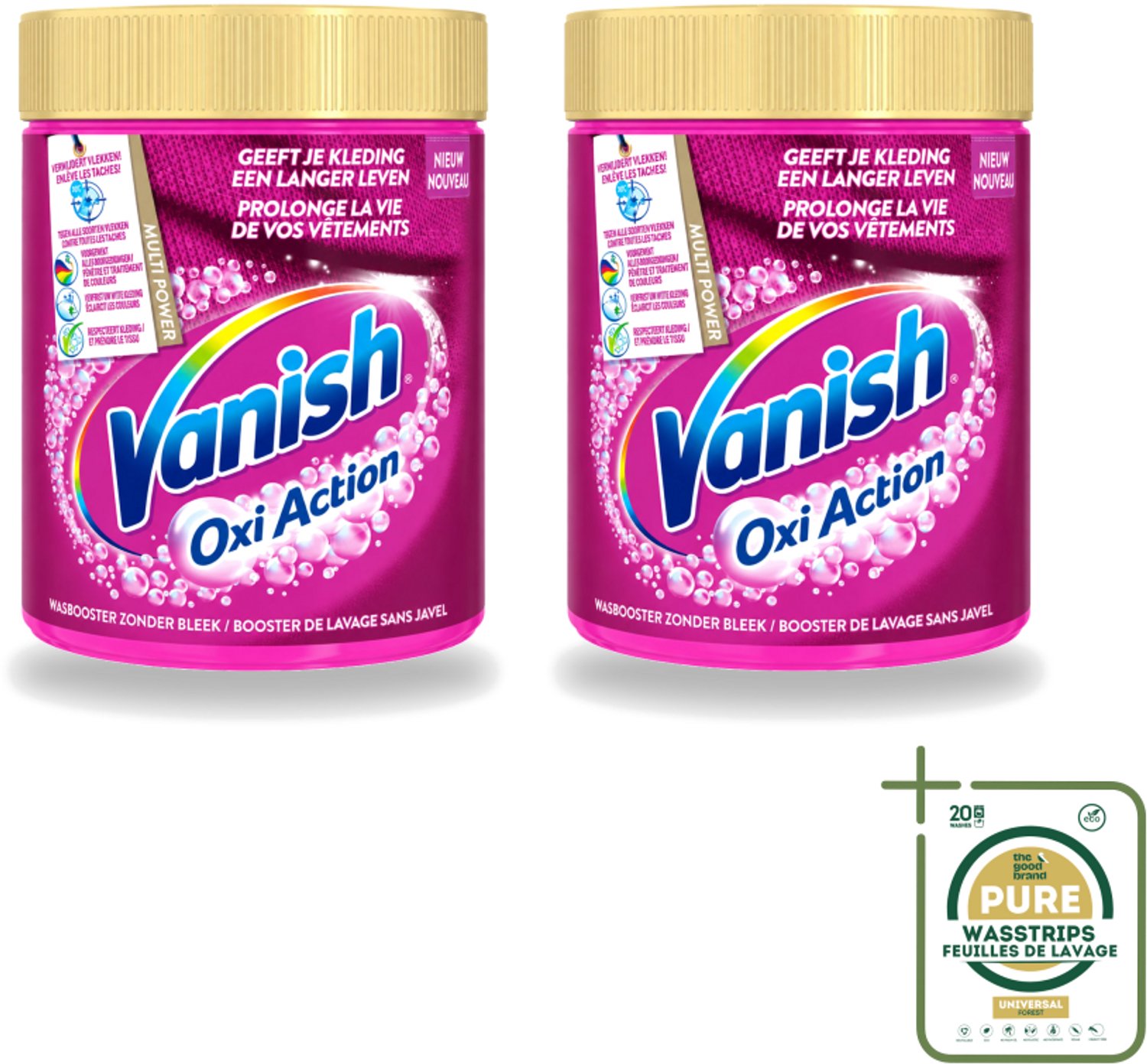 2 x Vanish Oxi Action - Vlekkenverwijderaar - Wasbooster - Zonder Bleek - Gekleurde Was - 550 Gram - Wasstrips - Vlekkenverwijderaar - Wasbooster - Kleurbehoud - Geurneutraliseren - Bleekvrije Was