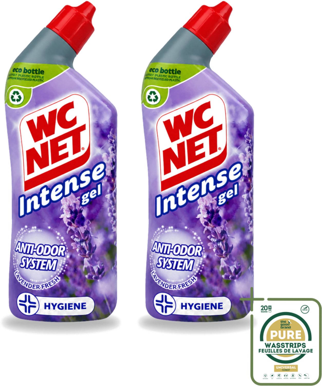 2 x WC Net - Toiletreiniger - Gel - Lavendel - Gerecycled Materiaal - 750 ml - Wasstrips - WC Net - Toilet Reiniger - Lavendel Geur - Anti-geur - Gerecycled Fles