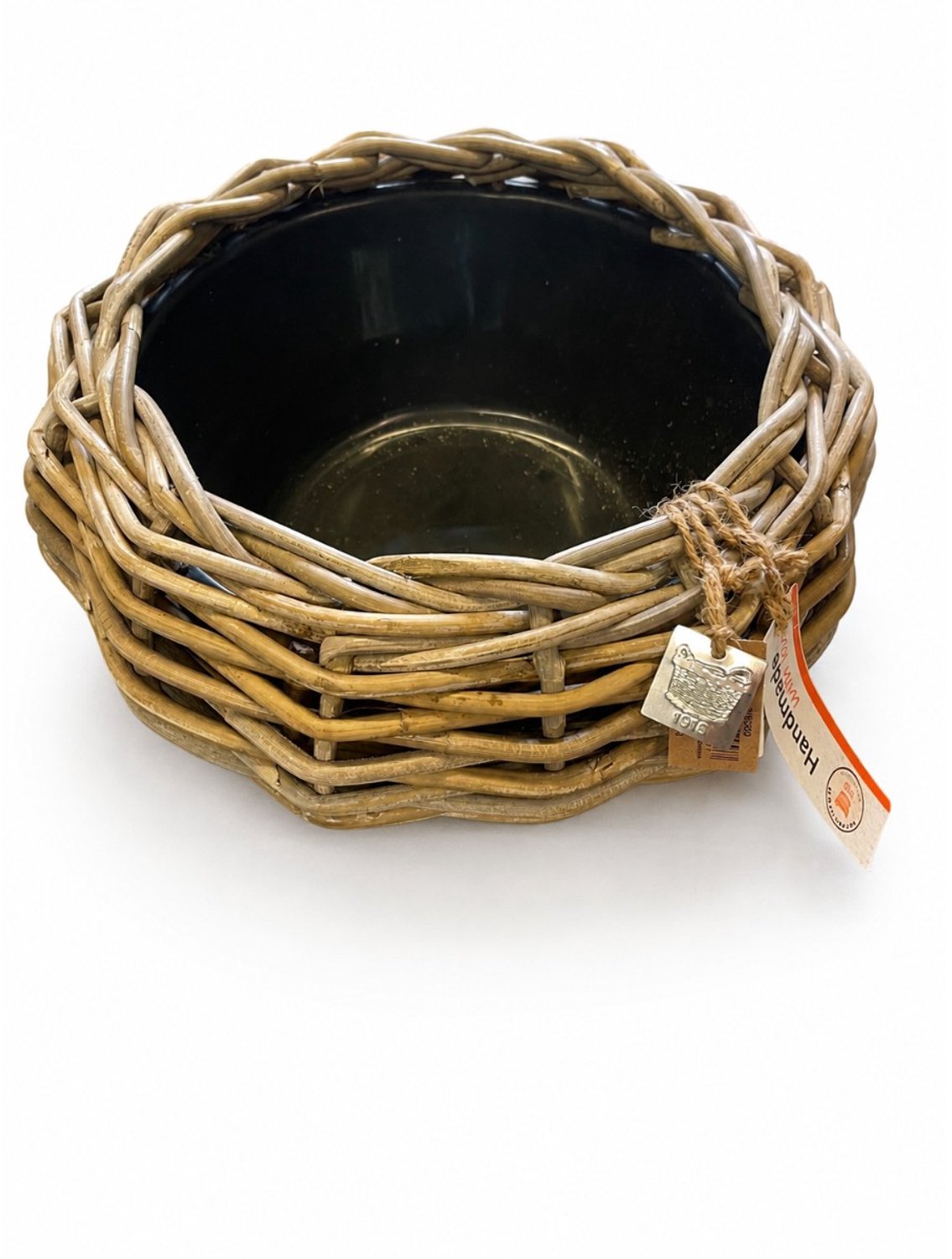 Van der Leeden Drypot rotan plantenschaal grijs 40 cm