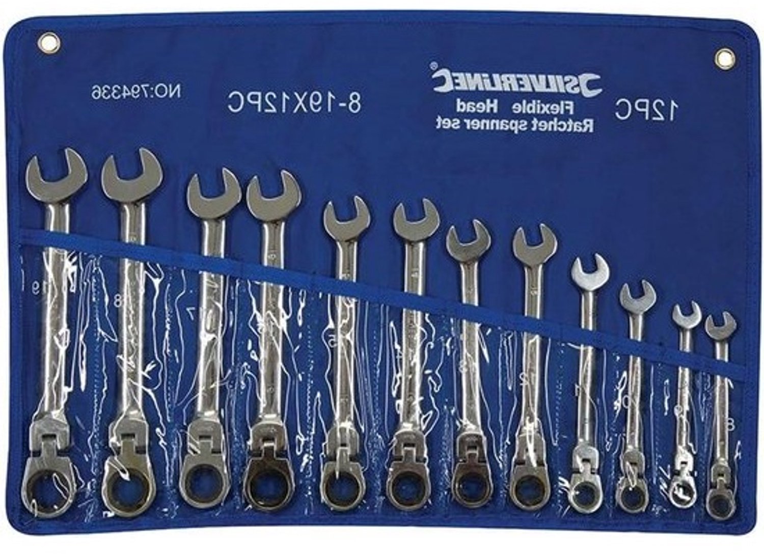 Ratelsleutel Set - Combinatiesleutels Metrisch - Klus Klussen - Flexibele Kop - 12 Stuks - Blauw