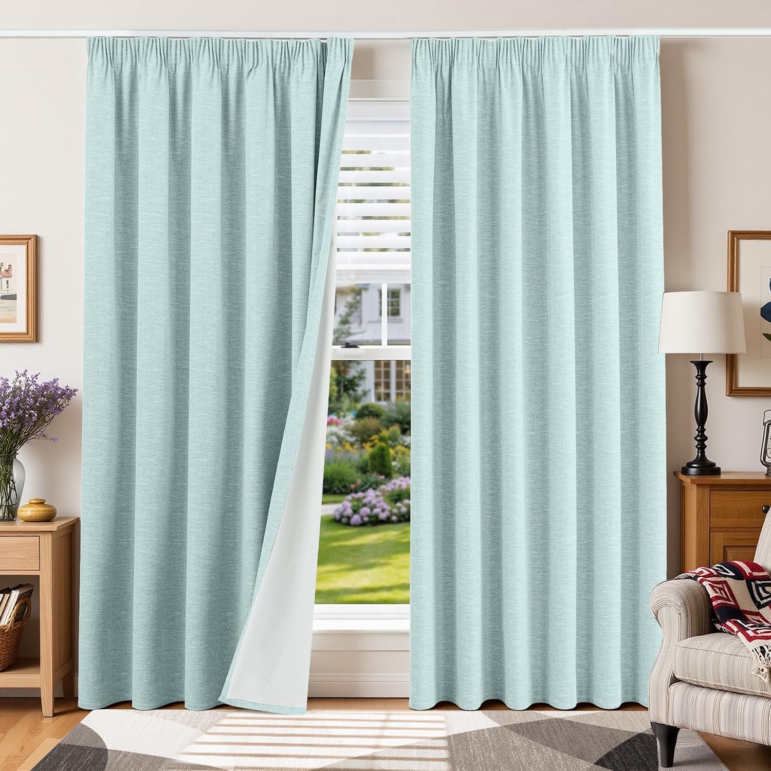 Verduisterend gordijn 200 x 200 cm - linnen - warmte-isolerend - ideaal voor slaapkamer - ShopVlot