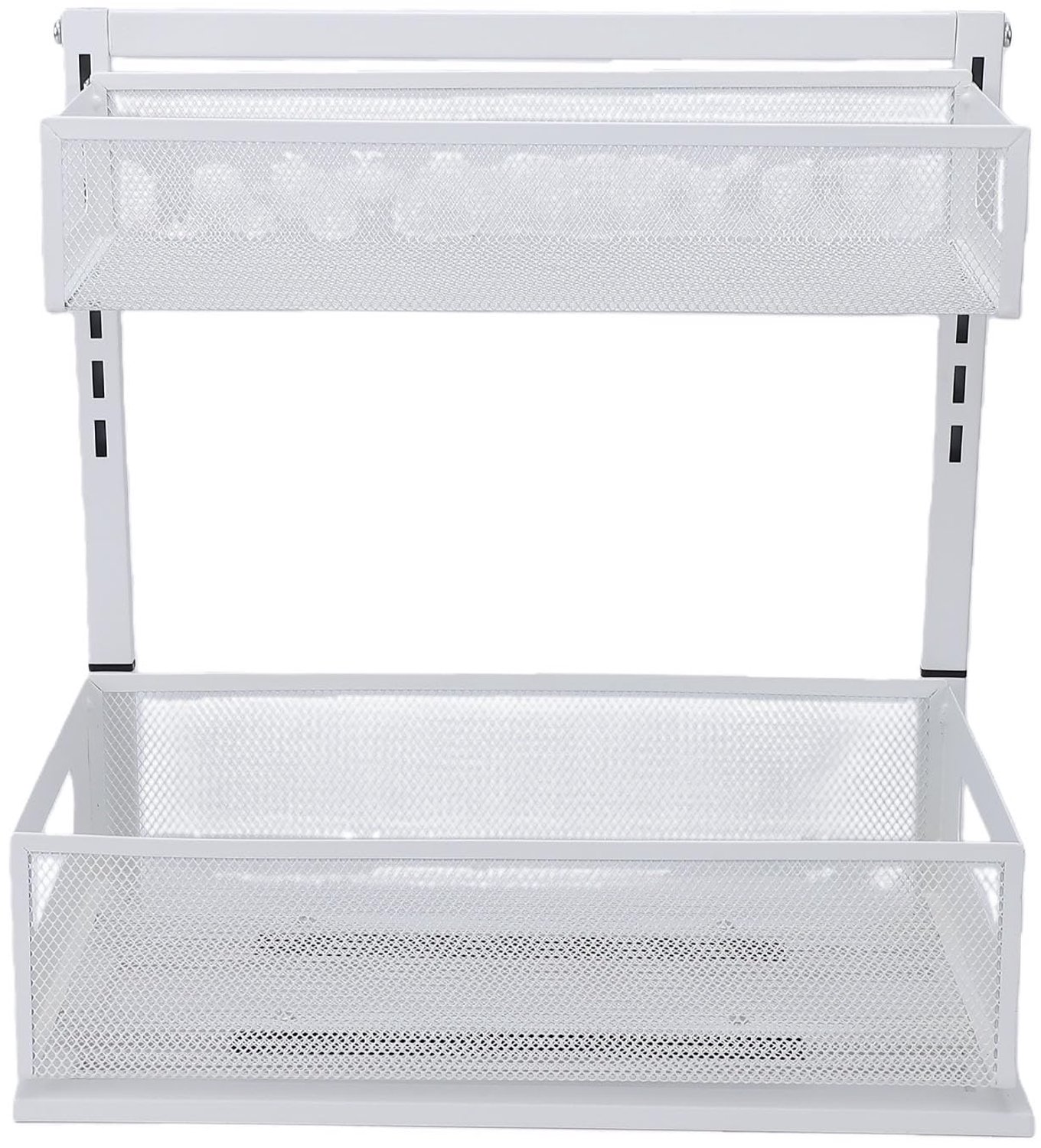 Famanu – Onder de gootsteen organizer van metaal, uitschuifbare kastorganizer met hoogte verstelbaar opbergrek, 2 niveaus, kogelschuifrail, 38 x 24,5 x 40 cm voor keuken en badkamer