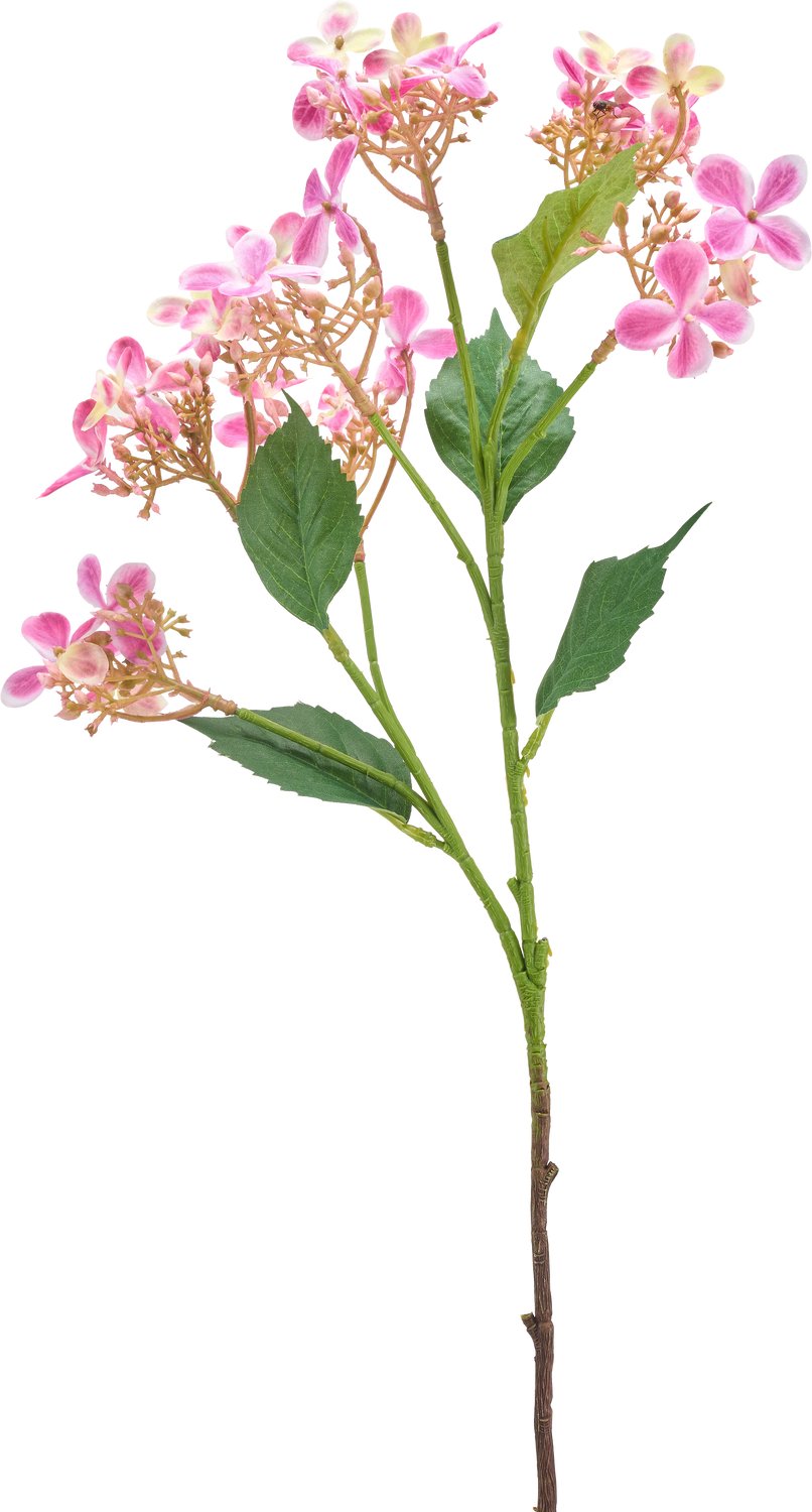 Easyplants | Kunstbloem Wilde Hortensia 62 cm roze | Zijde | Nepbloemen | roze | Onderhoudsvrij | Kant-en-klaar