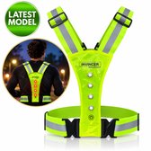 InVincer® Hardloopvest met Verlichting – Wandel & Hardloop Verlichting Voor & Achter – USB Oplaadbaar – Reflecterend Running Vest – Geel