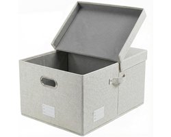 PRANDOM Grote opbergdozen met deksel,opbergdoos opvouwbare decoratieve,linnen stof organizer containers mand kubus met - ShopVlot