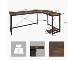 Gaming Bureau - Gaming Desk - Gaming Tafel - Computertafel - Computer bureau - 190x120x75cm – Hoekbureau in Tiger Wood Kleur – Groot Computerbureau voor Gaming, Thuiswerken of Studeren