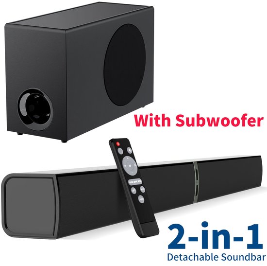 Soundbar met Subwoofer – Draadloze 5.0 TV Soundbar met Diepe Bas – ARC, Optisch en AUX – Afstandsbediening — afbeelding 4