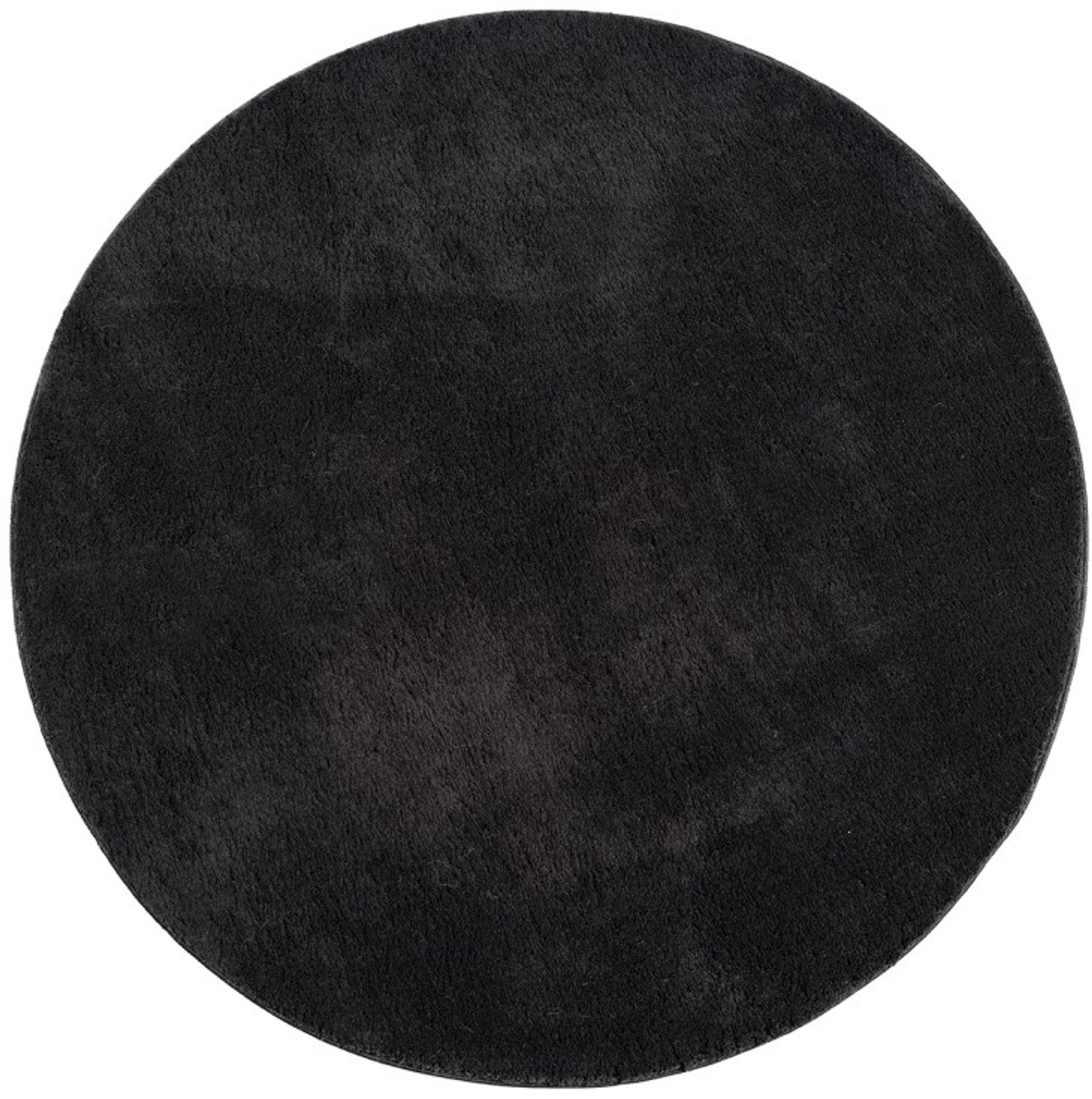 TapisTrend Harig tapijt Zwart 120 cm rond Effen, wasbaar, antislip vloerkleed met een zachte pool van 19 mm voor de woonkamer, slaapkamer en eetkamer