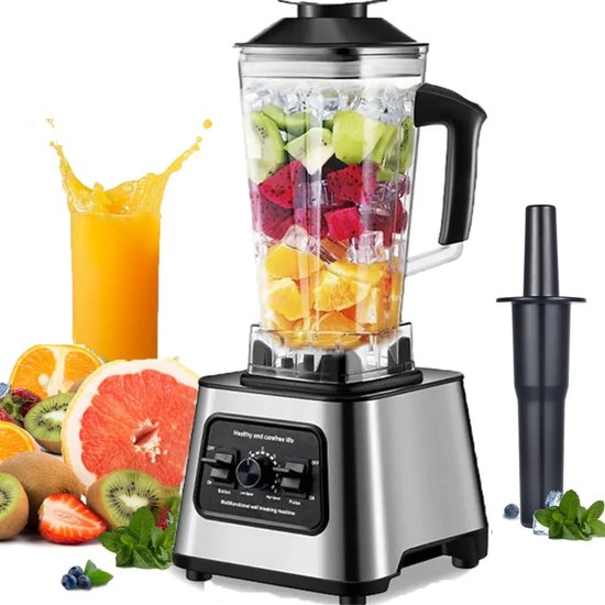 Chelsey-Store - Smoothie maker - Blender - Tafelblender - Krachtige Mixer - RVS - 6000 Watt - 2,5 Liter - Zilver-Zwart van Chelsey-store — afbeelding 5