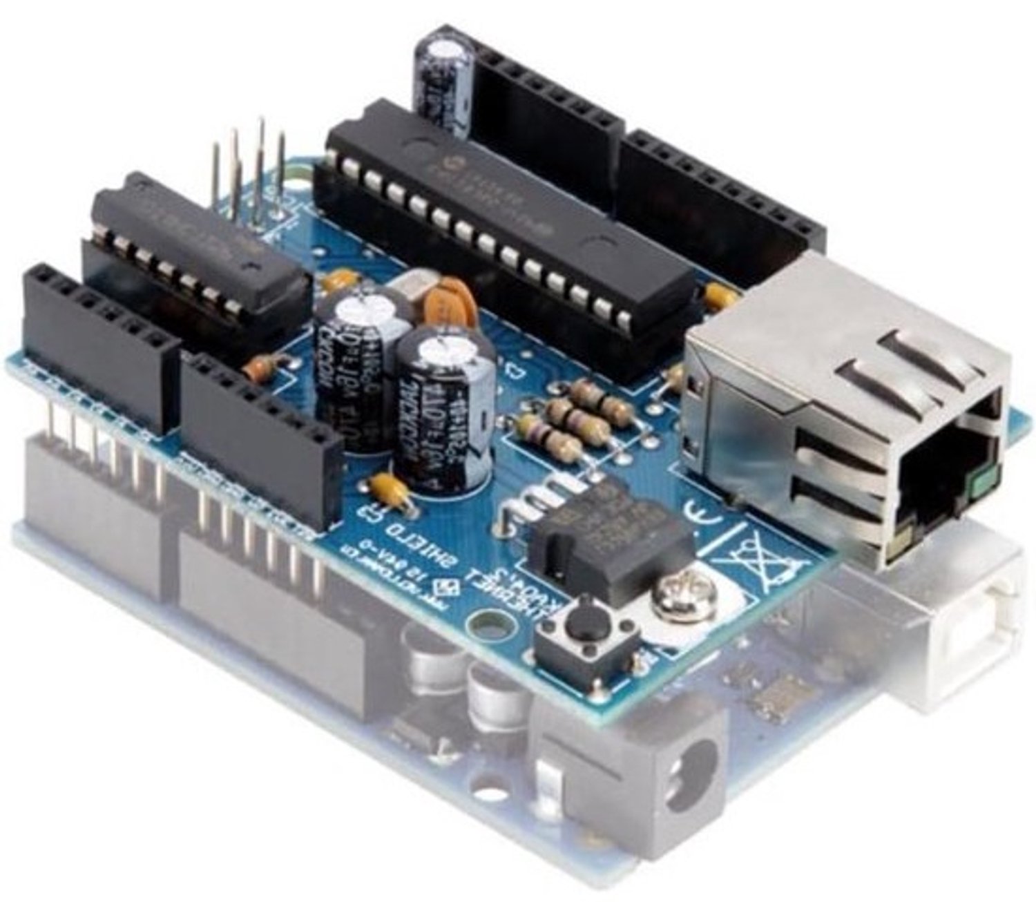 Ethernet Shield Arduino - Webserver Schild - Internet Verbinding - Stapelbaar Ontwerp - 38 x 78 x 155 mm - Blauw