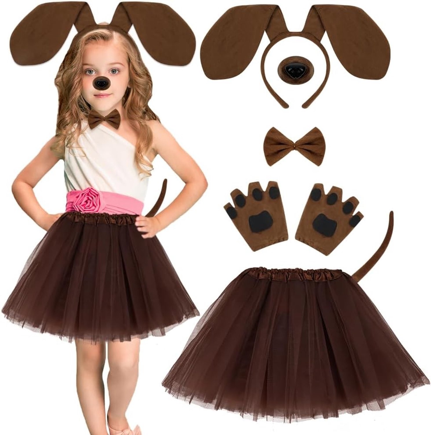 Leeuwen Hoofdband en Staart Set, Pluche Hoofdband, Staart, Neus en Handschoenen voor Halloween, Dieren Kostuum Set voor Kinderen en Volwassenen