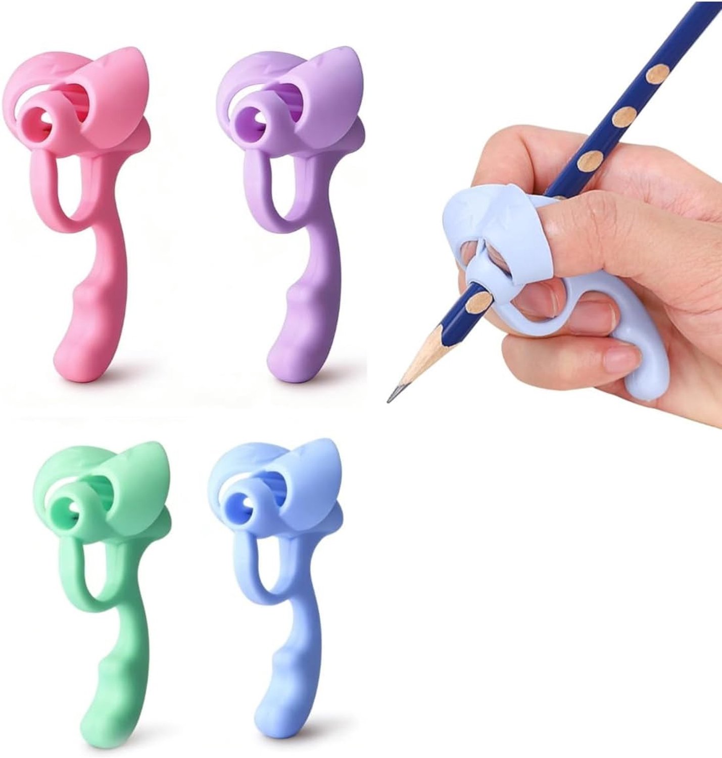 Schrijfhulpmiddelen 4 stuks - siliconen grip - ergonomisch ontwerp - ShopVlot
