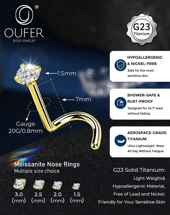 Neusstud 20G - Schroefvormige Neusring - G23 Titanium - Duurzaam en Lichtgewicht - Homevero — afbeelding 3