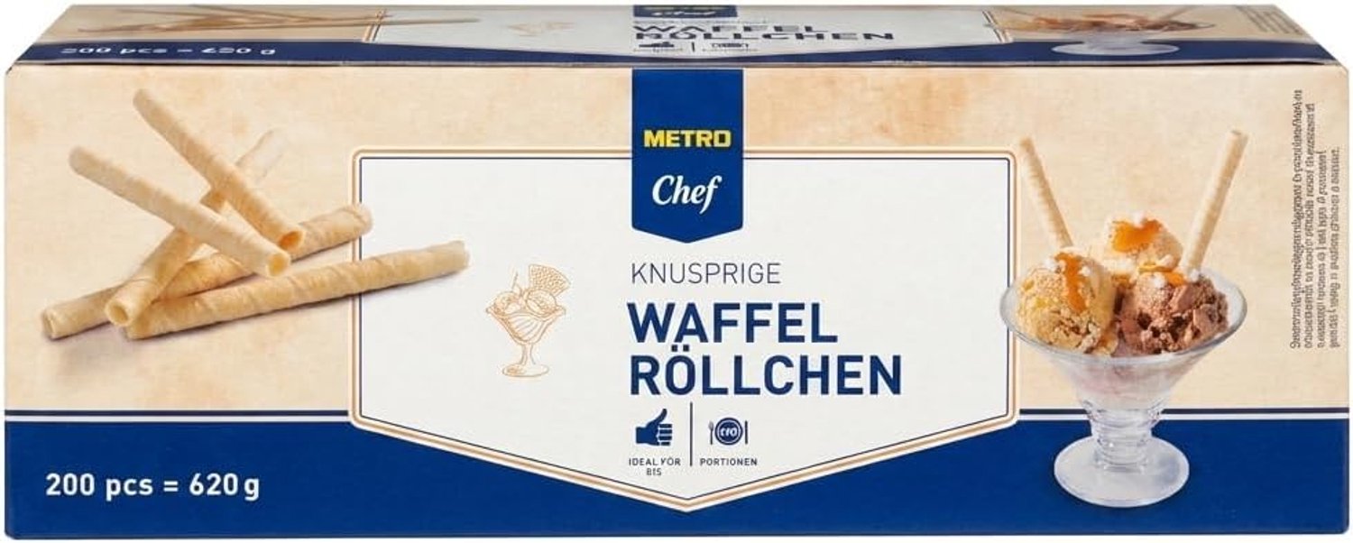 Waffelröllchen 620g - 200 stuks - knapperig - perfect voor desserts - ShopVlot